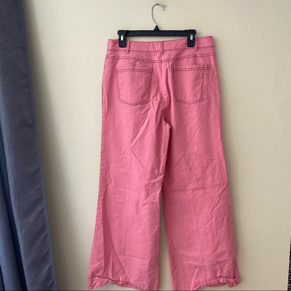Kate Spade Wide Leg Front Seamed Retro Pants Cotton Wool Blend Pink 12 Women’s - Picture 7 of 8